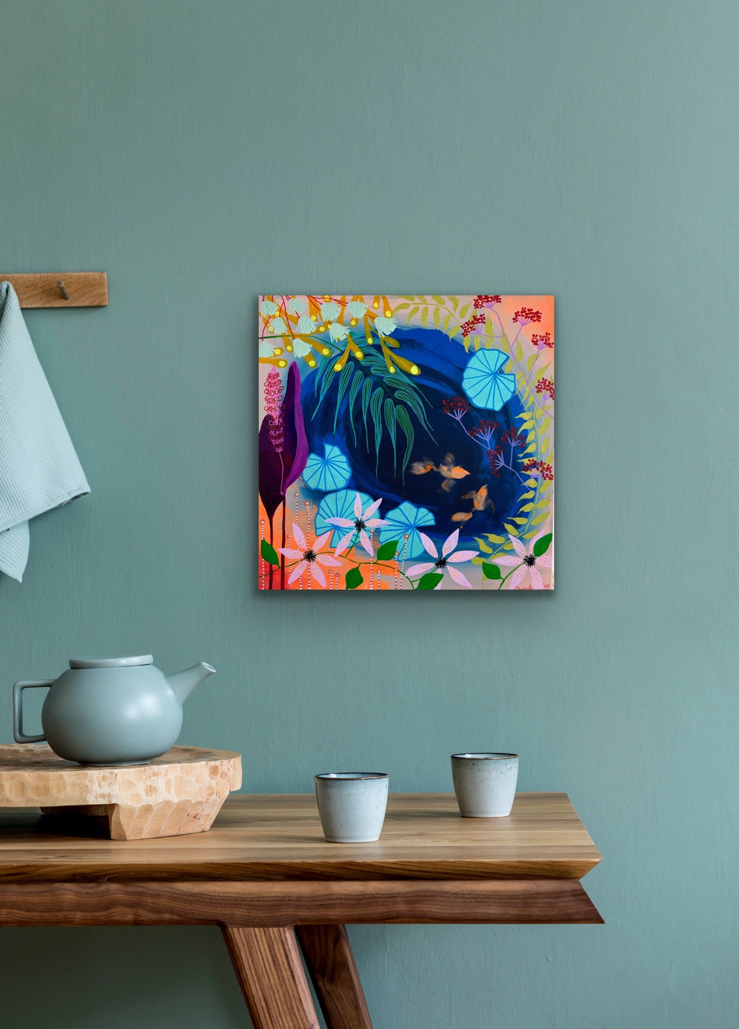 Koi Pond - Mixed Media Painting
