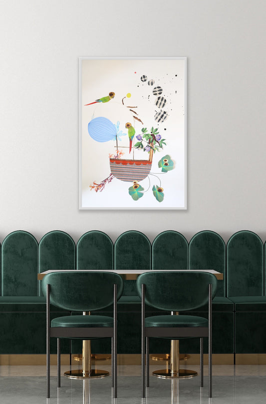 Window Seat - mixed media collage