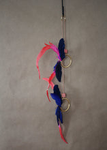 Load image into Gallery viewer, Navy and Fuchsia Feather Mobile Wall Hanging
